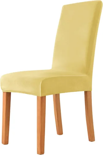 Vista 24 de Fundas elásticas para sillas de comedor, fundas protectoras de asiento extraíbles de terciopelo suave para silla Parson (2, beige)