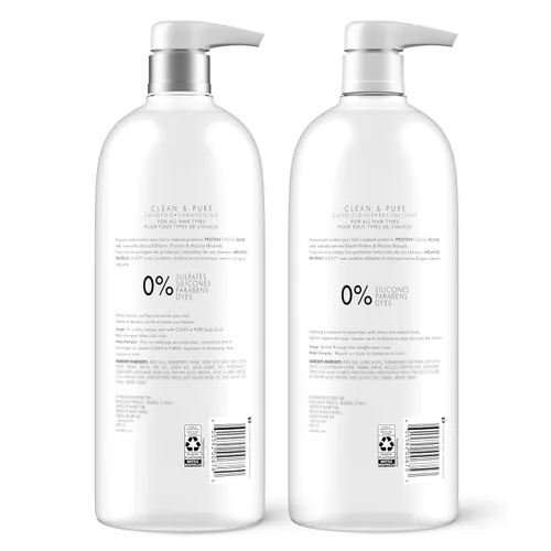 Vista 2 de Nexxus Clean and Pure - Champú y acondicionador clarificante, paquete de 2 con ProteinFusion, para cabello nutrido sin parabenos, 33.8 oz