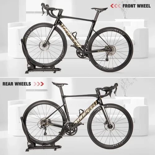 Vista 7 de Soporte de piso para bicicleta de interior, plegable, para garaje/hogar, almacenamiento de bicicletas, estante de estacionamiento para bicicletas