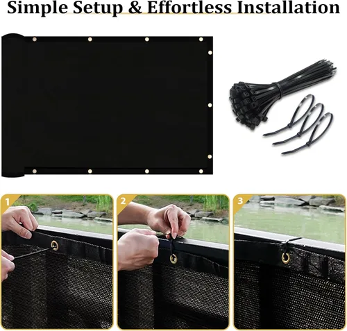 Vista 4 de Shade&Beyond Sreen - Pantalla de privacidad negra de 3 x 9 pies, 90% de visibilidad, panel de valla de malla de esgrima de 170 GSM, para pared