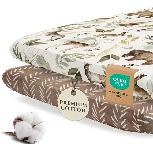 Vista 10 de Pobibaby - Paquete de 2 sábanas ajustables premium para cuna de bebé niño para colchón estándar de cuna - Mezcla de algodón ultrasuave, segura