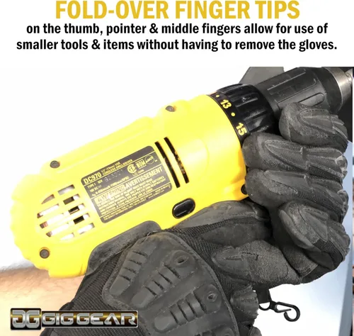 Vista 6 de GIG GEAR ONYX Heavy Duty Safety Gloves with Finger Access-Touchscreen Gloves for Utility Construction and Theater Live Events