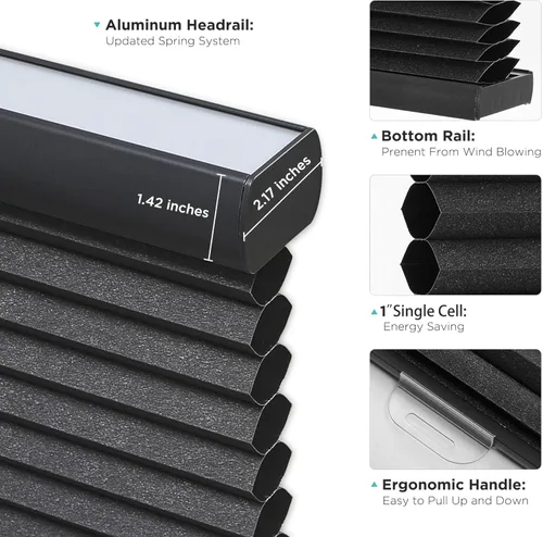 Vista 2 de Joydeco Persianas Celulares sin Cordón, Persianas Celulares Opacas para Ventanas Interiores, Persianas de Panal para Aislamiento Térmico y Reducción