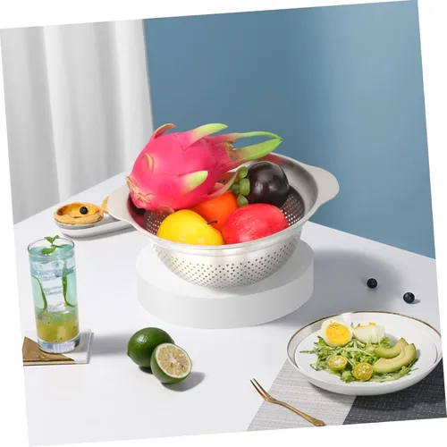 Vista 7 de PRETYZOOM Stainless Steel Colander Strainer Steel Multi-purpose Basin Kitchen Drain Basket