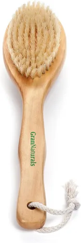 GranNaturals Cepillo corporal de cepillado en seco para drenaje linfático + exfoliante de celulitis, exfoliante natural de piel de cerdas para