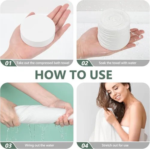 Vista 2 de Benano Premium Pastillas de Toalla Comprimida Desechable Toalla Grande de Baño para Viajes Toalla Reutilizable para Hotel, Camping, Deportes