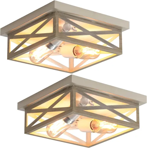 Vista 8 de Lámpara de techo rústica de granja para cocina, accesorios de iluminación de 6 luces para pasillo con montaje empotrado en el techo, lámpara