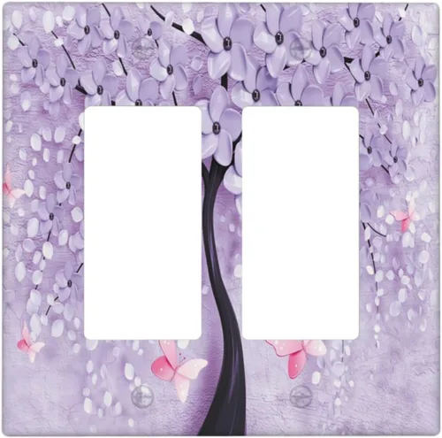 Vista 127 de Cubiertas de Tomacorriente 3D Árbol Morado 1 Gang Placa de Cubierta de Interruptor de Luz Dúplex Placas Decorativas de Pared Placa de Interruptor