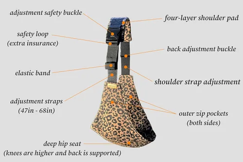 Vista 6 de Portabebés ajustable de algodón para llevar a la cadera para llevar cortos, de poner y quitar rápidamente, 10 a 45 libras (8 meses a 4 años)