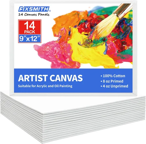 Vista 9 de FIXSMITH Tableros de lienzo para pintar de 3 x 5 pulgadas, paquete de 24 mini lienzos, paneles de lienzo blanco en blanco, 100% algodón imprimado