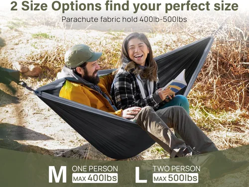 Vista 2 de Kootek - Hamaca de campamento doble e individual, hamacas portátiles, accesorios de campamento para exteriores e interiores, mochileros, viajes