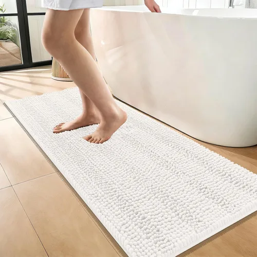 Vista 188 de OLANLY Tapetes de baño gruesos de chenilla a rayas de 30 x 20 pulgadas, extra suaves, absorbentes, con parte trasera de goma, se pueden lavar