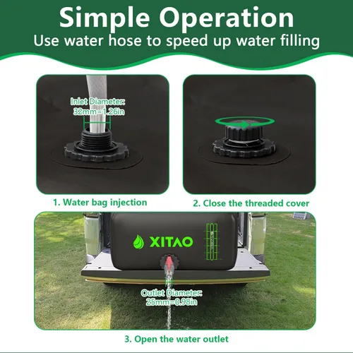 Vista 5 de XITAO Water Bladder Storage Containers, Water Tank Foldable Portable Water Storage,Water Storage Bag Containers for RV, Camping, Garden, Irrigation