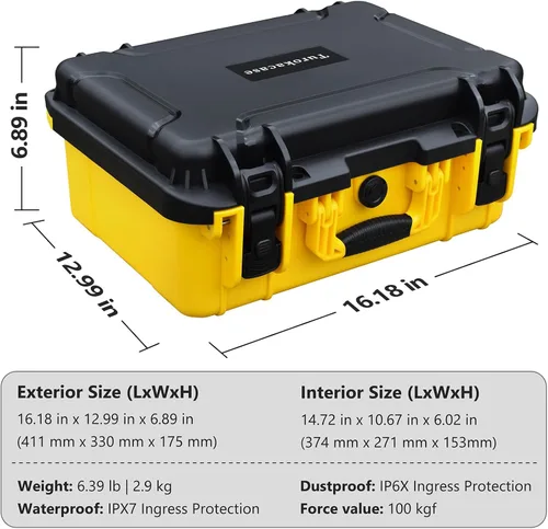 Vista 6 de Case for Dewalt Battery – Waterproof Extra Large Hard Storage Box with 8 Adjustable One-Piece Molded Dividers, Heavy Duty Protective Organizer for