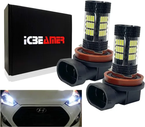 ICBEAMER 2 pares de chips LED H11 18 5050 compatibles con bombillas antiniebla. Solo reemplazo de lámparas halógenas de repuesto [Color: súper
