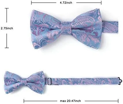 Vista 8 de HISDERN Bow Ties for Men Pre-tied Paisley Bow Ties Pocket Square Set Men's Bowtie Wedding Party