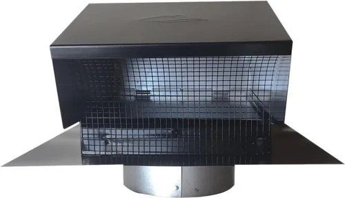 Vista 6 de Builder's Best 84033 Tapa de ventilación de techo de acero galvanizado con amortiguador y pantalla extraíble, cuello de 6 pulgadas de diámetro
