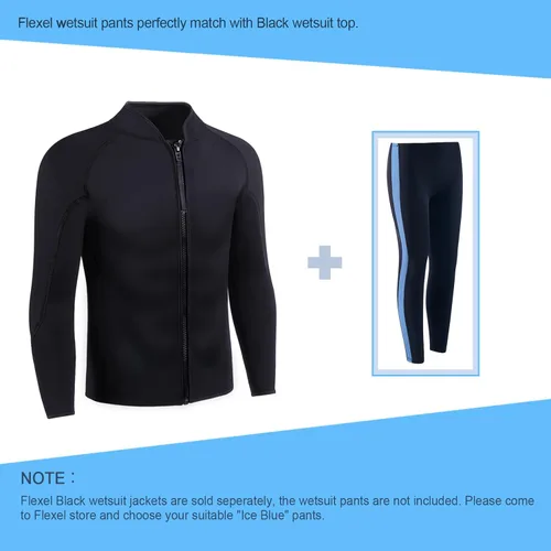 Vista 8 de Wetsuit Top Men,2mm Mens Wetsuit Top 3mm Long Sleeve Wetsuit Jacket Men Front Zip Warm Wets Suit Jackets for Men Stretch Mens Wetsuit Top