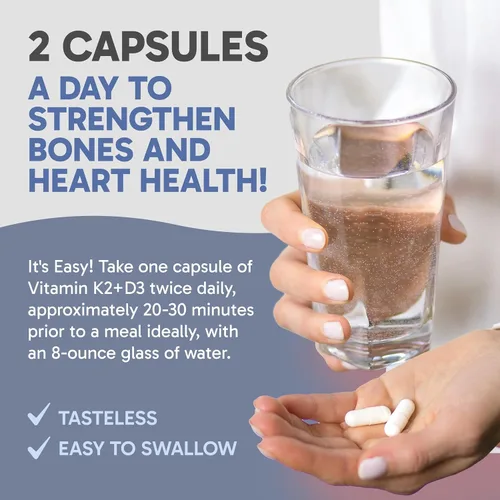 Vista 5 de Clinical Effects Vitamina K2 + D3 - Suplemento vitamínico K2 + D3 con extracto de pimienta negra bioperina y calcio para apoyo a la salud ósea