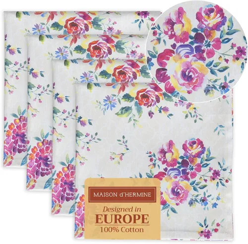 Vista 71 de Maison d' Hermine - Juego de 4 servilletas 100 % de tela de algodón lavable, decorar o regalar, hogar, cocina, comedor, fiestas de cóctel
