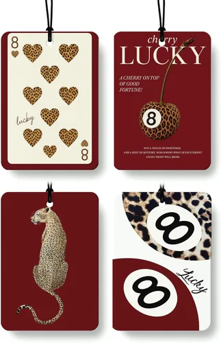 Vista 25 de Ambientador de coche de 8 bolas con estampado de leopardo de moda, 6 unidades, retro coqueta, guepardo, póquer, ambientador colgante para bar