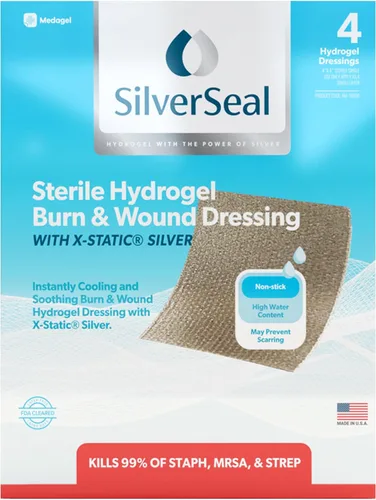 Vista 9 de SilverSeal Apósito para Quemaduras y Heridas, Almohadillas de Hidrogel con X-Static Silver, Calmantes, Húmedas y Protectoras para Quemaduras, Cortes