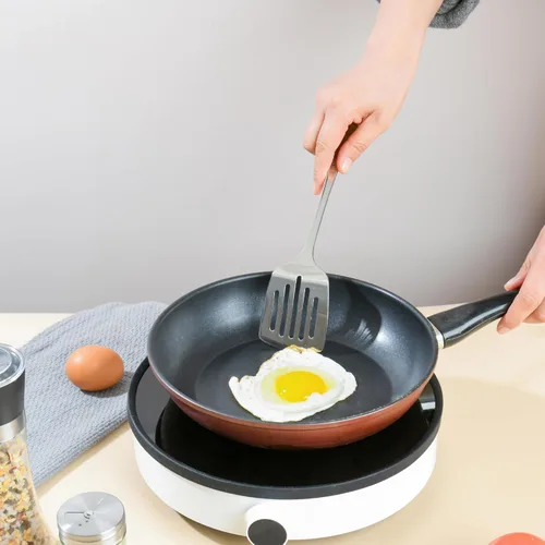 Vista 7 de Juego de 3 cucharas de servir de acero inoxidable, utensilios de servir grandes 18/8, incluye cuchara de servir, cuchara ranurada, espátula