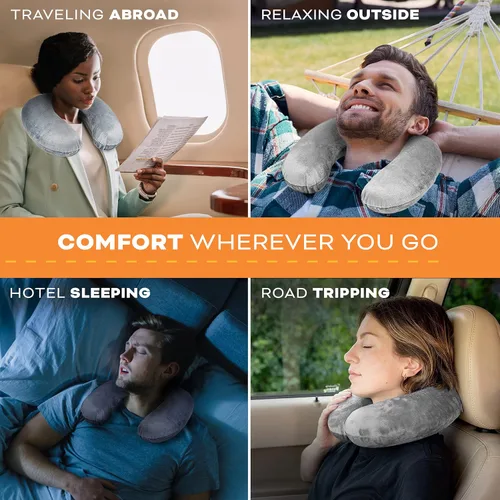 Vista 6 de Almohada de viaje para el cuello lavable, cómoda espuma viscoelástica, accesorios de viaje en avión, esenciales para el cuello plano, almohada
