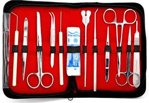 Kit Avanzado de Disección para Laboratorio de Biología - Conjunto de Disección de Anatomía con Mangos y Cuchillas de Bisturí de Acero Inoxidable