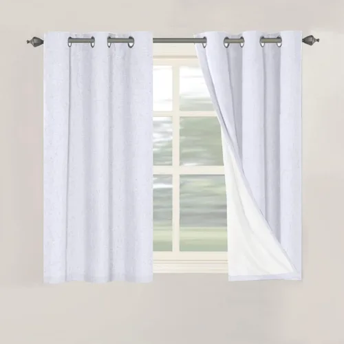 Vista 212 de H.VERSAILTEX Cortinas 100% opacas con aislamiento térmico, texturizadas, de lino, con bloqueo completo de calor y luz, para sala de estar y Negro