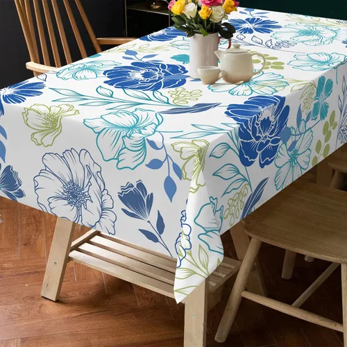 Vista 6 de Hexagram Mantel de verano de 60 x 84 pulgadas, mantel rectangular floral para temporada de granja para el hogar, picnic, cocina, comedor, decoración