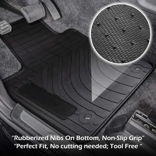 Vista 2 de Tapetes TeddyTT Compatibles con Jeep Grand Cherokee 2011 2012 2013 2014 2015 2016. Tapetes de caucho resistentes. Tapetes de auto delanteros