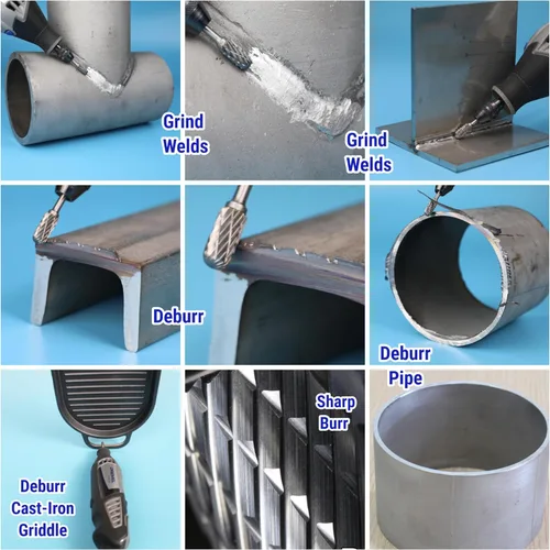 Vista 6 de Juego de 10 rebabas de carburo con vástago de 1/8 pulgadas con 2 pinzas compatibles con brocas Dremel Kit de accesorios de herramientas rotativas