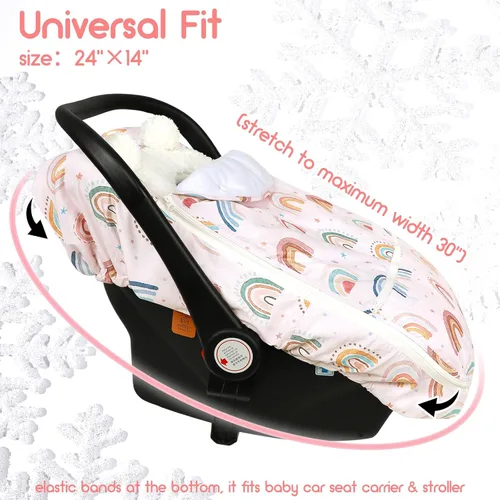 Vista 6 de Funda de Asiento de Coche de Invierno para Bebé Niña Niño, Cubierta con Capota para Asiento Infantil Cálida y Resistente al Viento que Protege al