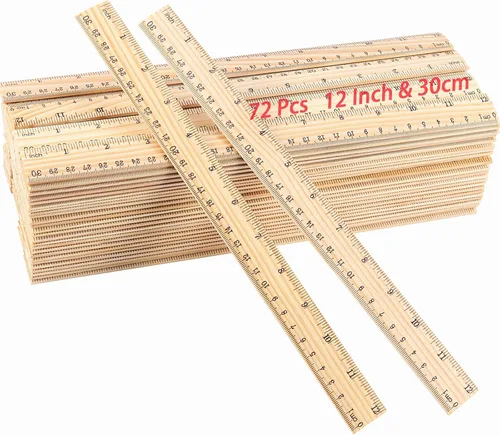 Vista 7 de KINJOEK 144 paquetes de reglas de madera de 6 pulgadas a granel de madera de pino de doble cara regla escolar pequeña que mide para el hogar