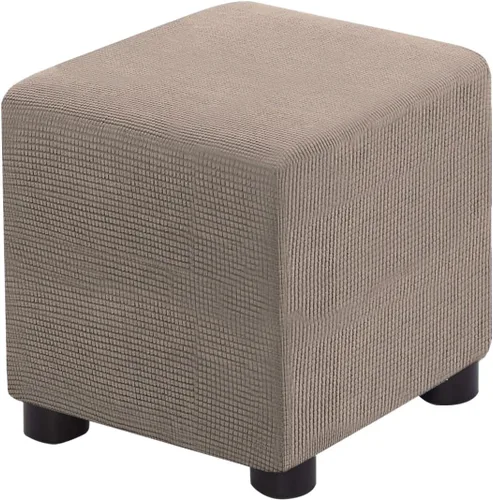 Vista 15 de Funda para Otomán Cuadrada Plegable de Almacenamiento Fundas para Otomán Jacquard Elásticas Cubo Reposapiés Fundas para Taburete ProZtector con Beige