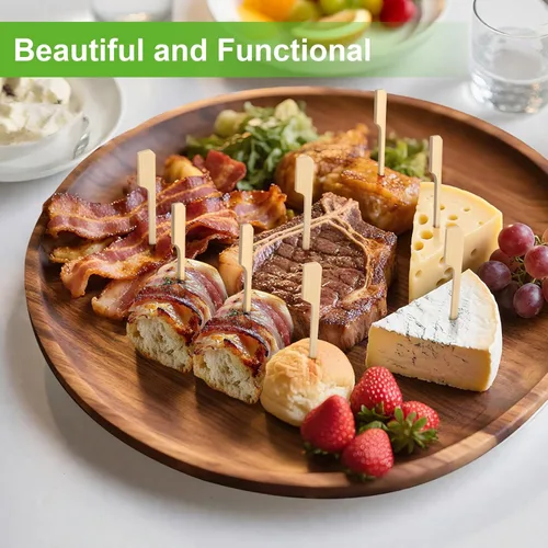 Vista 4 de FATLODA Palillos de Cóctel de Bambú de 3.5 Pulgadas [1200 PIEZAS] para Aperitivos, Brochetas de Madera Tipo Paleta, Palillos de Dientes Planos