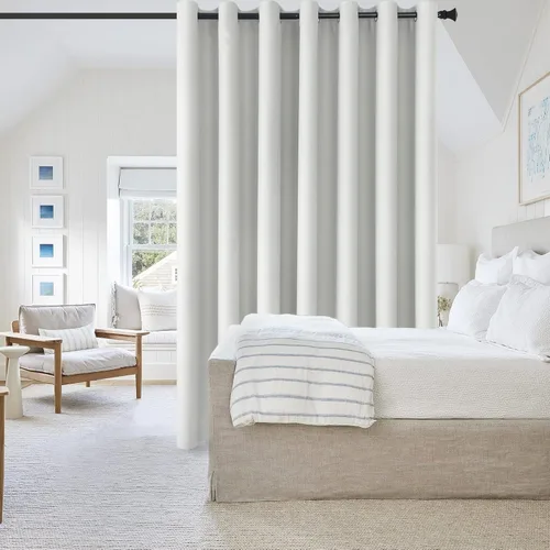Vista 33 de DWCN Cortina divisora de habitación para total privacidad con bloqueo de luz - Cortinas térmicas para puerta de patio, sala de estar, división
