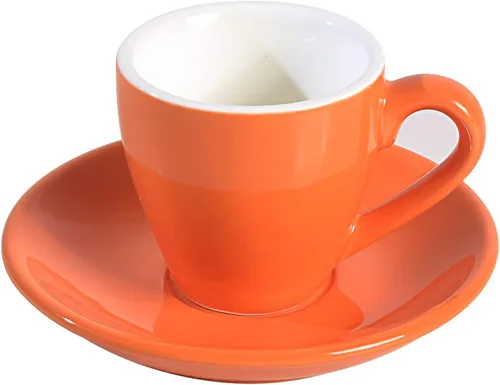Vista 7 de Taza de café espresso de porcelana ionEgg con platillo, taza de café expreso, 80ml/2.7Oz, negro..