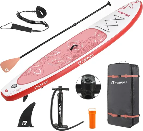 Vista 62 de FBSPORT Tabla de remo de pie prémium de 11 pies, tabla de yoga con accesorios de SUP y bolsa de transporte, amplia posición, control de surf