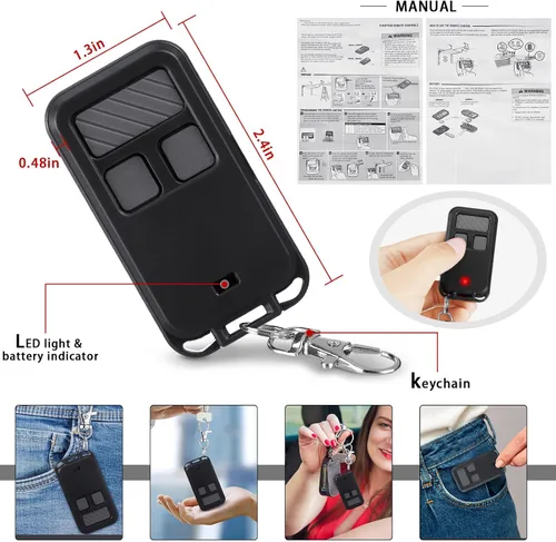 Vista 2 de Kingdder 6 unidades universales 890MAX para puerta de garaje, control remoto compatible con Chamberlain LiftMaster de 3 botones para apertura