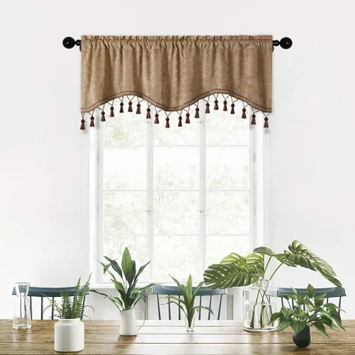 Vista 10 de Cortinas de doble cara de felpilla para cortina de cocina, cenefa para sala de estar