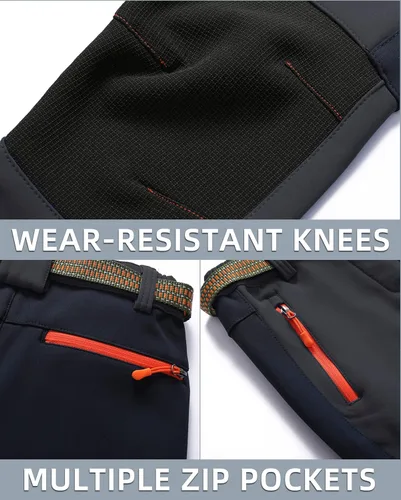 Vista 6 de DAFENGEA - Pantalones impermeables tipo rompevientos con polar y cálidos para niños y niñas ideales para practicar esquí senderismo snowboarding