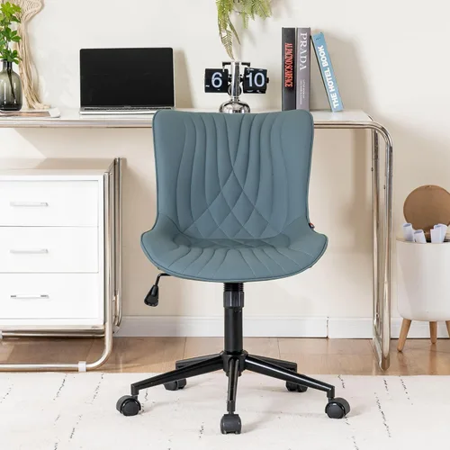 Vista 90 de YOUNIKE Silla de oficina, silla de escritorio sin brazos con ruedas, sillas giratorias ajustables para computadora de oficina en casa, silla