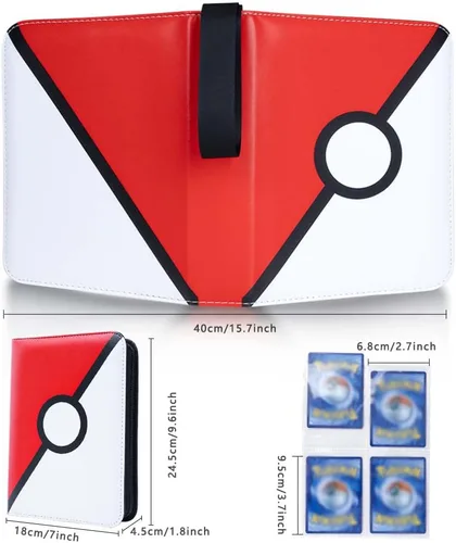 Vista 2 de Carpeta de 4 bolsillos, carpeta de tarjetas, 400 tarjetas, carpeta de colección de tarjetas con 50 páginas, funda extraíble de doble cara