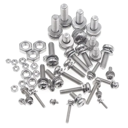 Vista 4 de Tornillos Phillips de cabeza plana de acero inoxidable M2 M2.5 M3 M4 M5 M6 combinan con arandela de resorte y arandelas lisas Kit surtido de tuercas