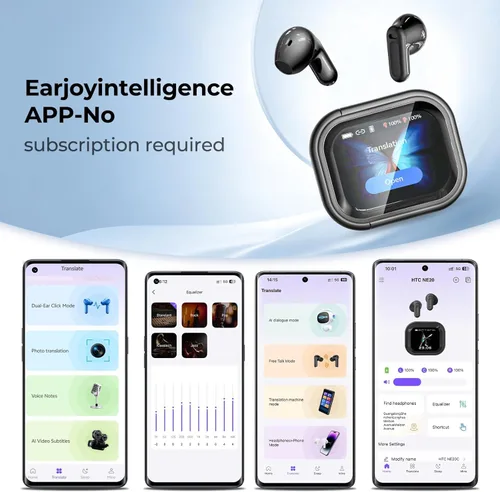 Vista 9 de Auriculares de traducción AI NE20 en tiempo real, traductor de idiomas con pantalla táctil LCD 6 modos de traducción Audifonos Traductores Inglés