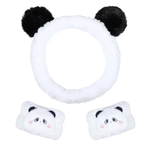 Vista 11 de Diadema de Felpa para Lavar la Cara con Estampado de Vaca, Banda de Muñeca para Spa, Puños, Coletero para el Cabello, para Mujeres y Niñas