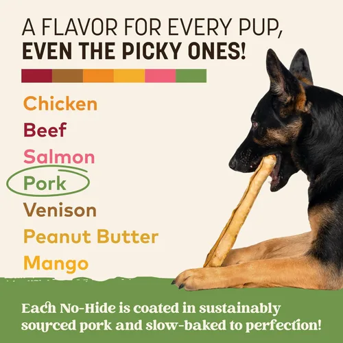 Vista 5 de Earth Animal No Hide - Palitos masticables grandes con sabor a cerdo natural sin cuero crudo para perros, palitos masticables de larga duración