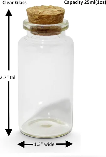 Vista 6 de Mini botellas de vidrio con tapones de corcho, mini frascos de corcho, pequeños frascos de vidrio para recuerdos, suministros de fiesta de boda